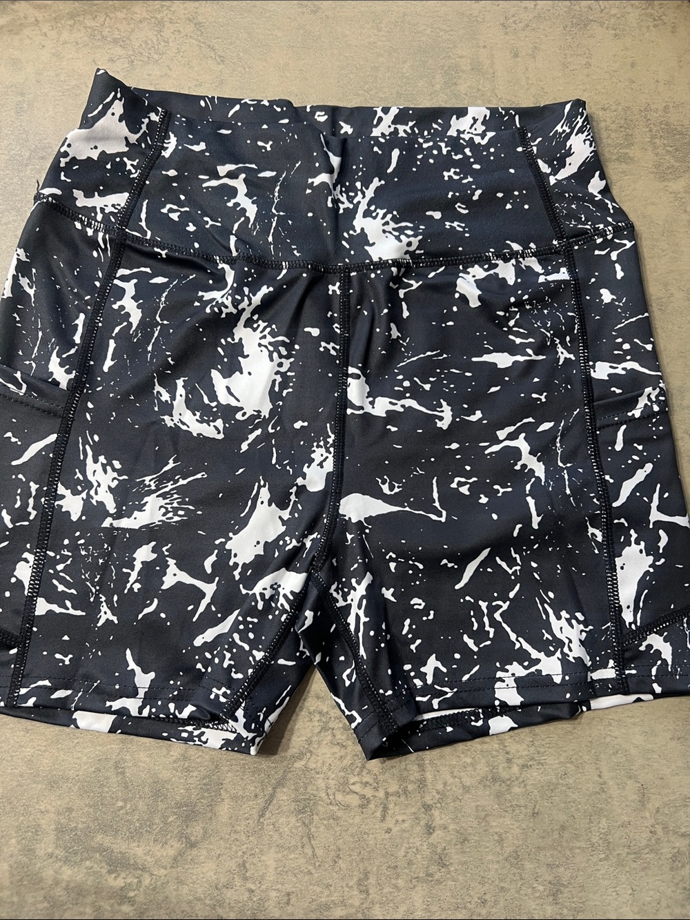 SHEIN Black & White Splatter Bike Shorts